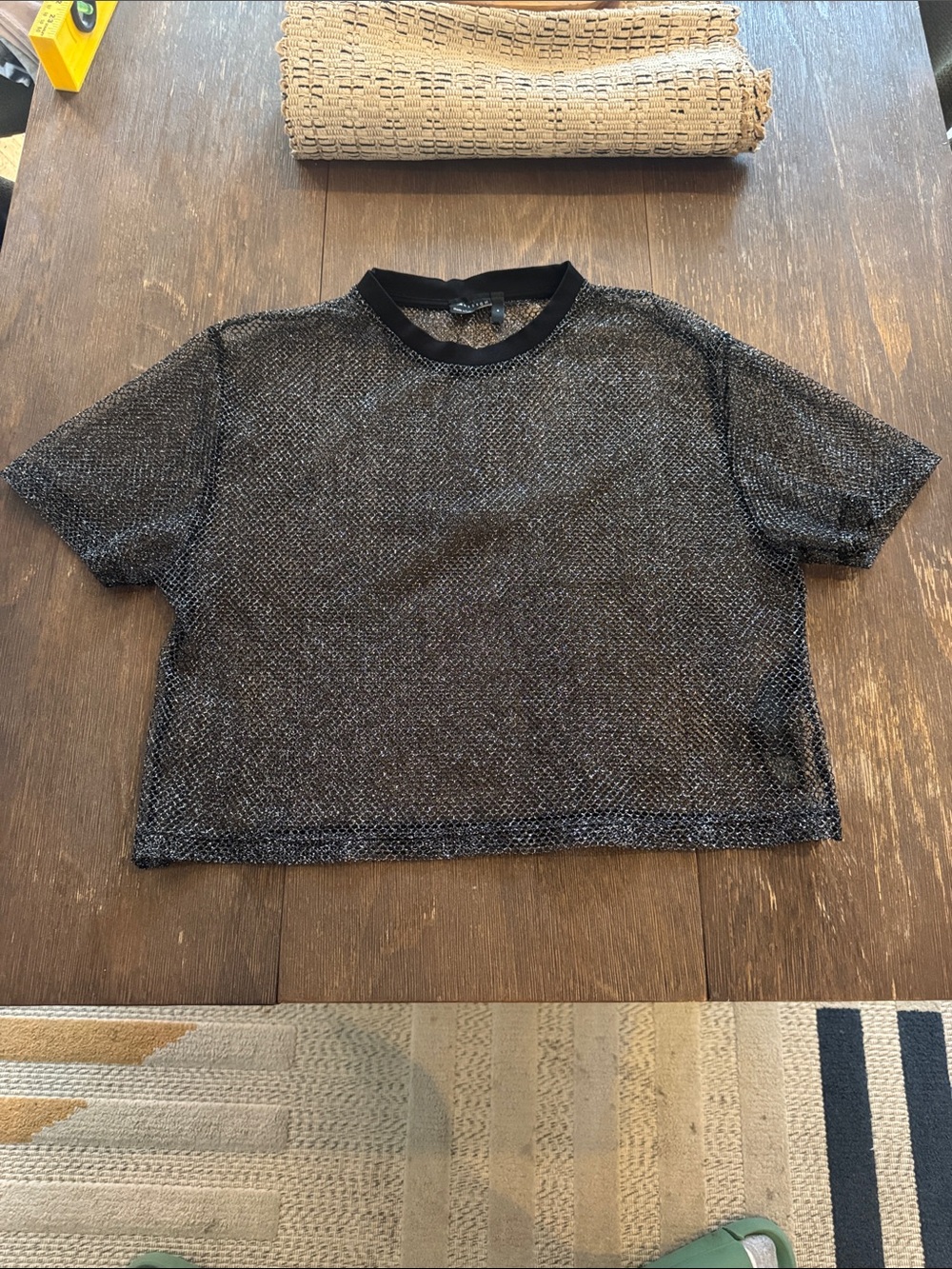 ASOS Black Metallic Sheer Crop Top